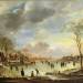 Winter landscape with figures on a frozen canal